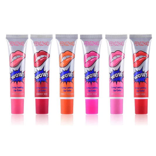6 Colors Tattoo Magic Color Lip Stain Tint Long Lasting Lip Gloss Sets for Women Peel Off Colored Matte Sexy Color Beauty & Personal Care FENGZHAO