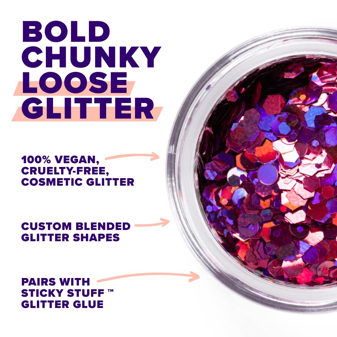 UNICORN SNOT Macro Face & Body Glitter | Cosmetic Grade Large-Particle Loose Glitter | Safe for Face, Easy Application & Removal - Zinnia (Pink) Beauty & Personal Care UNICORN SNOT