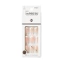 KISS imPRESS No Glue Mani Press On Nails, Design, 'My Worth', White, Short Size, Squoval Shape, Includes 30 Nails, Prep Pad, Instructions Sheet, 1 Beauty & Personal Care imPRESS