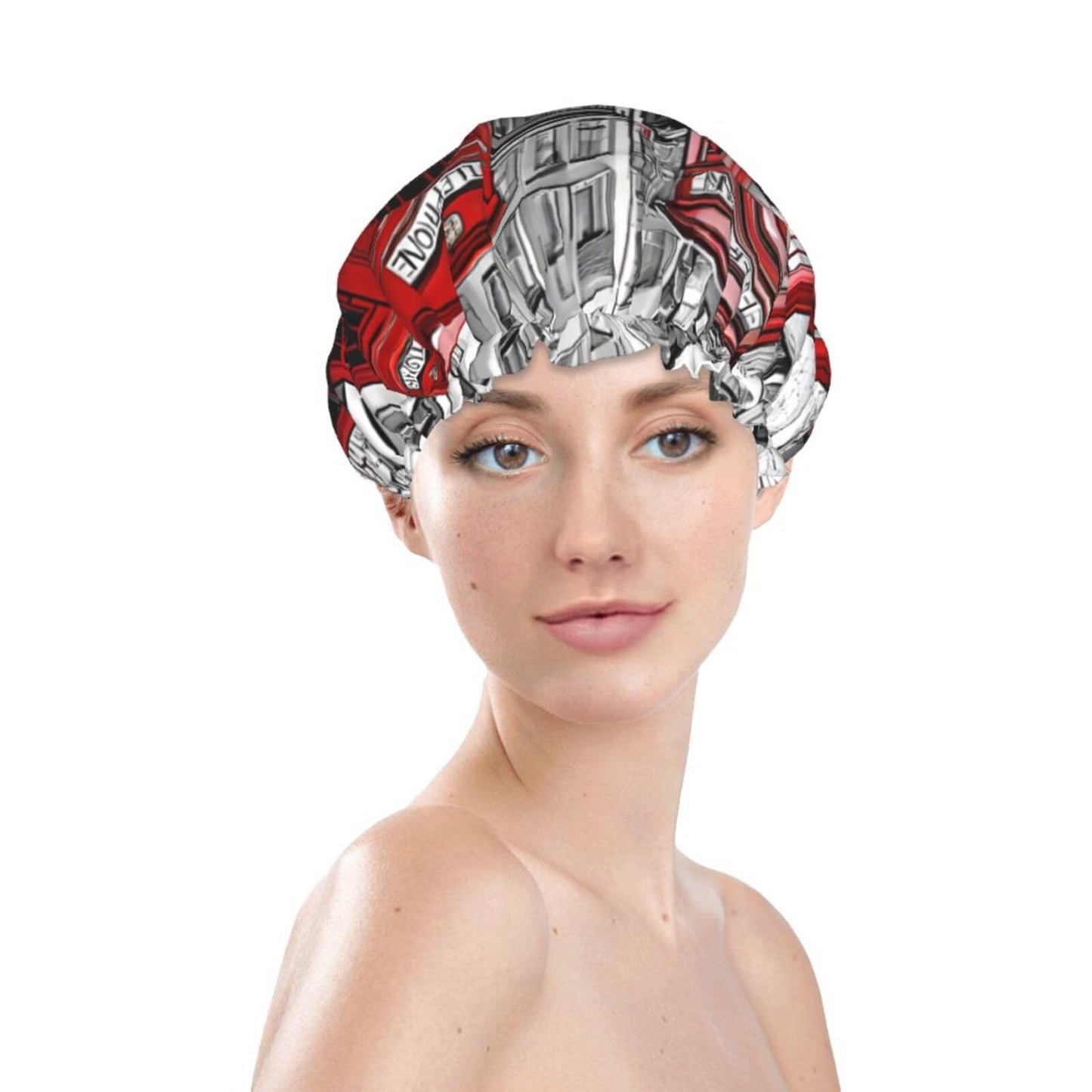 London Red Telephone Booth Printed Double Layer Lined Shower Cap,Shower Caps For Women Reusable Beauty and Personal Care BEIVGOXL
