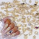 Dornail 50pcs Gold Nail Charms for Acrylic Nails, Mix Styles Shiny Pearl Alloy Nail Rhinestones Flower Butterfly Heart Star Charms for Nails Women Beauty & Personal Care Dornail