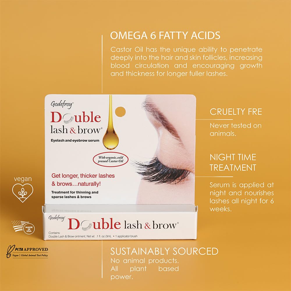 Godefroy Double Lash and Brow Treatment, for longer & thicker eyelash and eyebrows (3ml + applicator) Beauty & Personal Care Godefroy