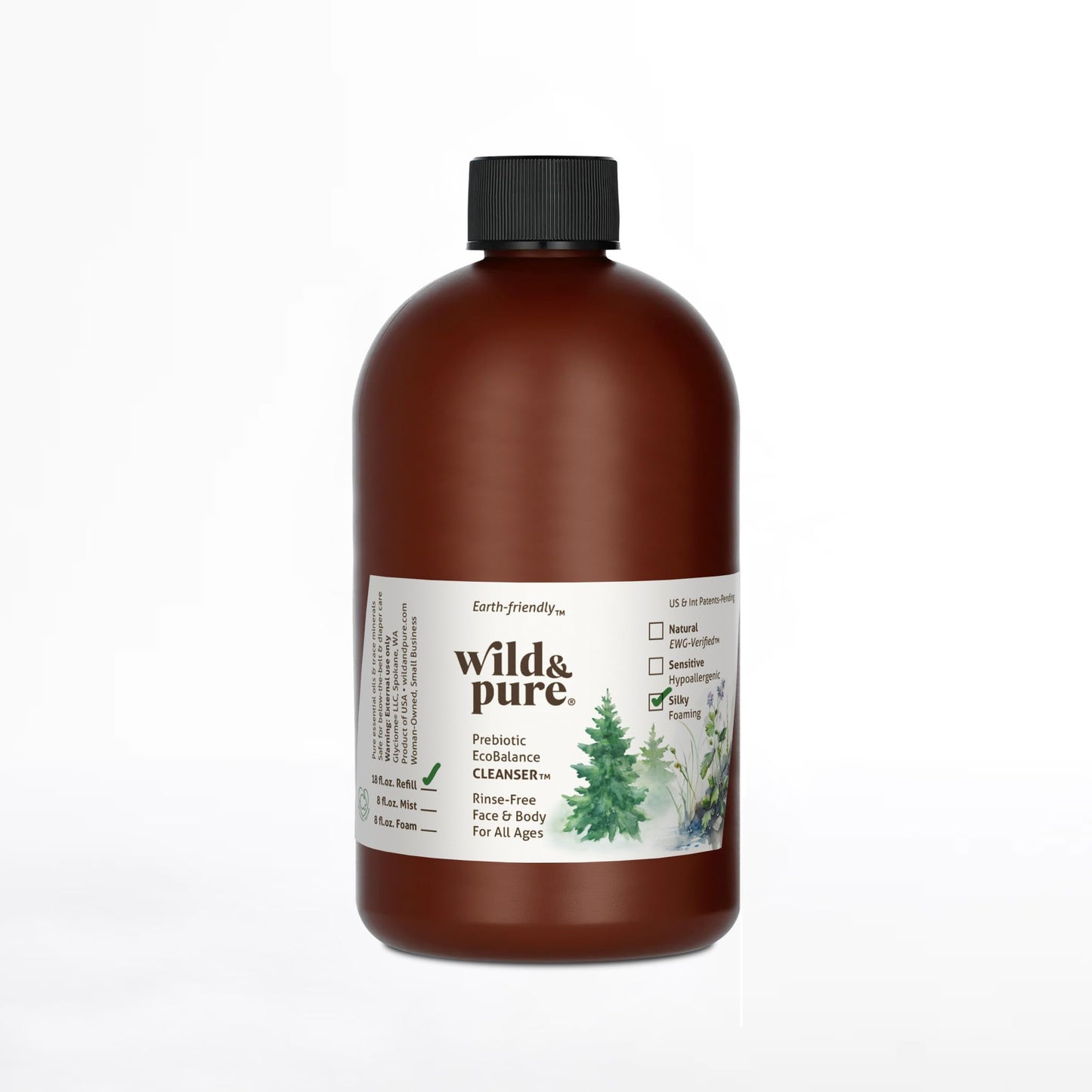 Wild & Pure Silky Foaming EcoBalance Cleanser - 18oz Refill | pH Balanced, Prebiotic, Microbiome-Friendly | Gentle, No-Sting Formula | Refillable Beauty & Personal Care Wild & Pure