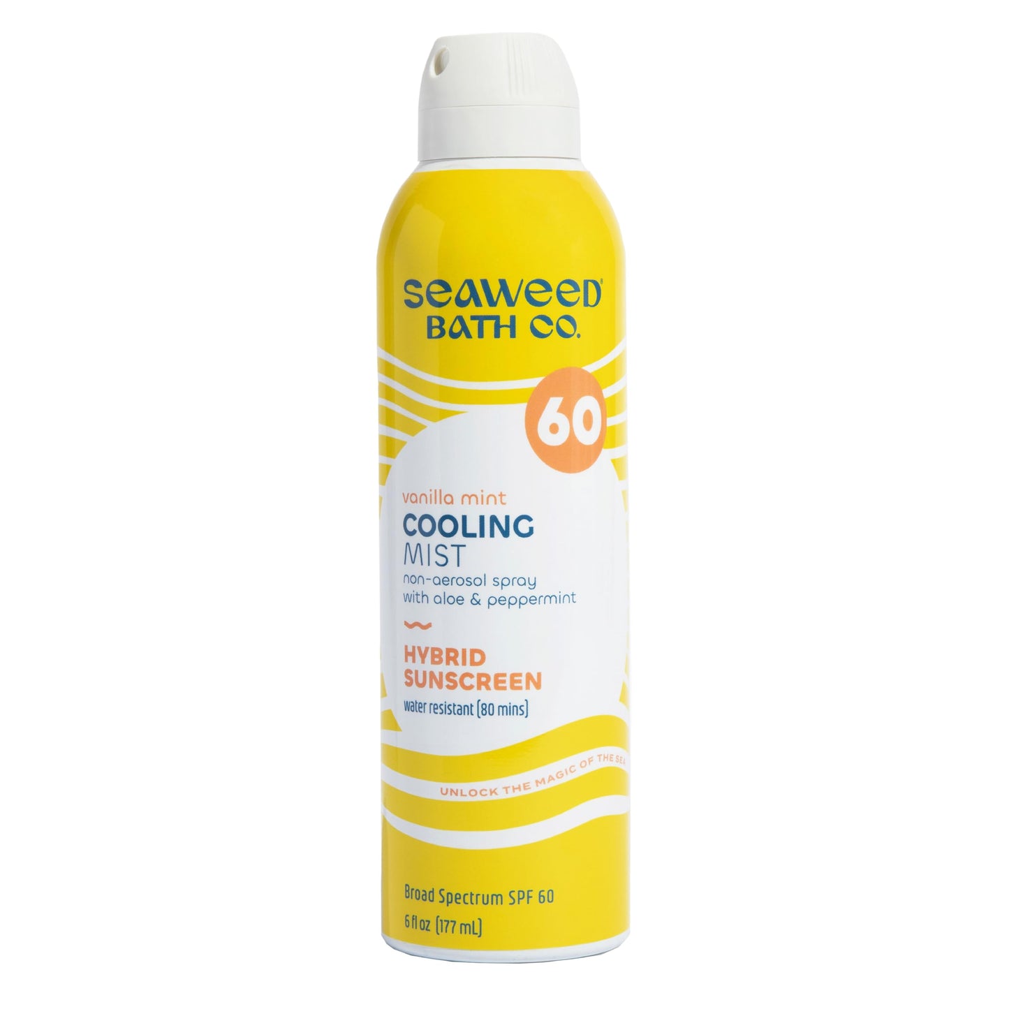 Seaweed Bath Co. Cooling Mist SPF 60 Sport Broad Spectrum Hybrid Sunscreen Spray, 6 Ounce, Sustainably Harvested Seaweed, Aloe, Peppermint Beauty & Personal Care The Seaweed Bath Co.