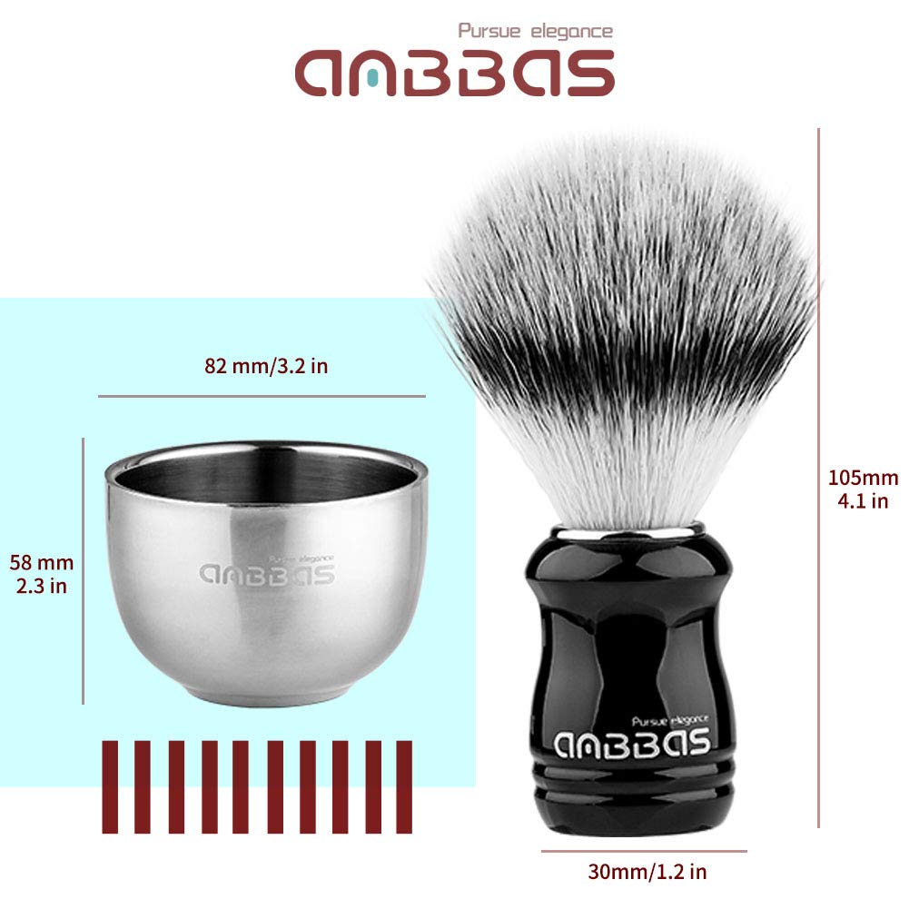 5IN1 Anbbas Shaving Brush Set,Synthetic Badger Brush and Stainless Steel Soap Bowl,ABS Wall Mounted Shaving Holders for Brush and Bowl,3.5OZ Shaving Beauty and Personal Care Anbbas