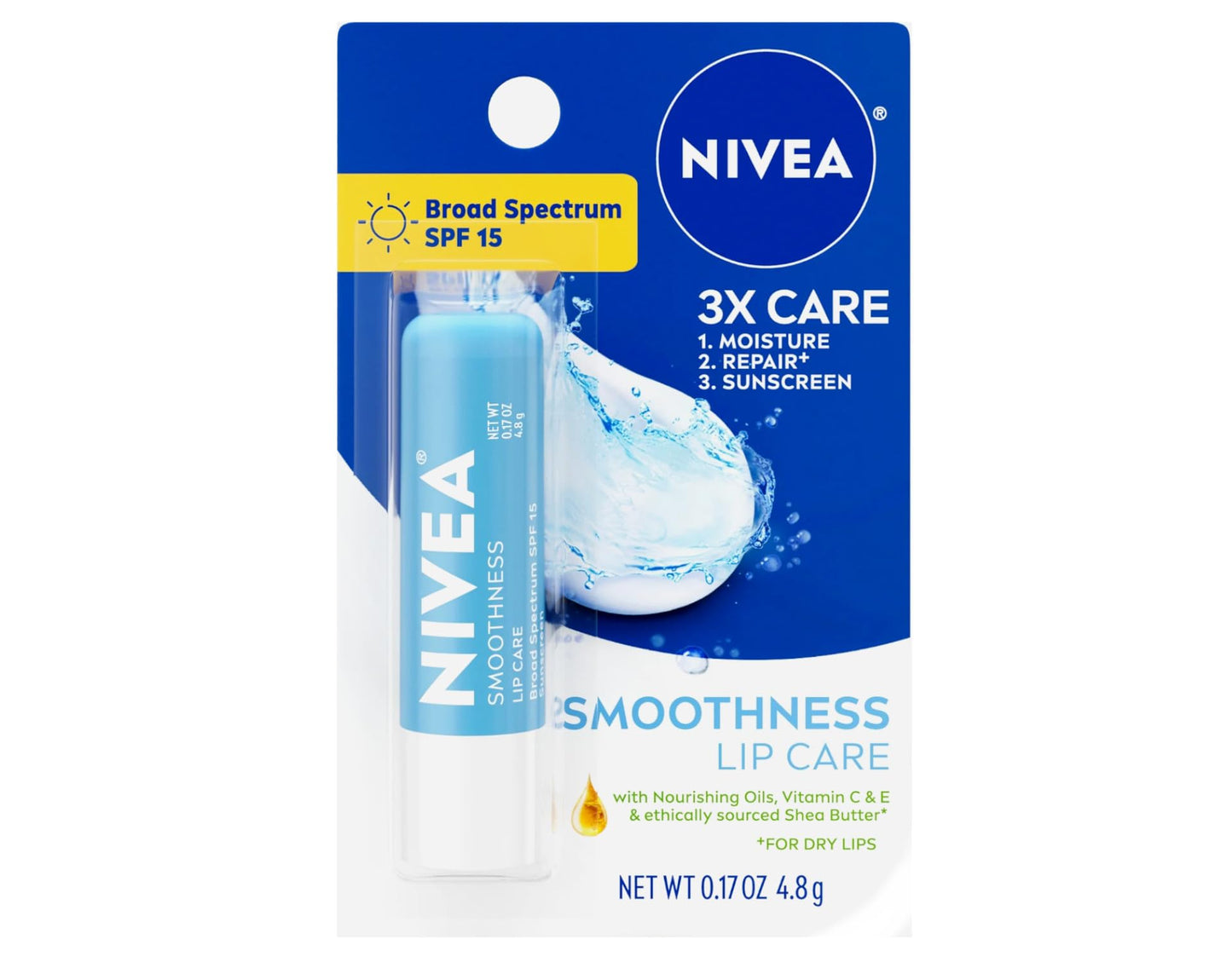 NIVEA Smoothness Broad Spectrum SPF 15 Sunscreen Lip Care, 0.17 Oz (2 Pack) Beauty and Personal Care NIVEA
