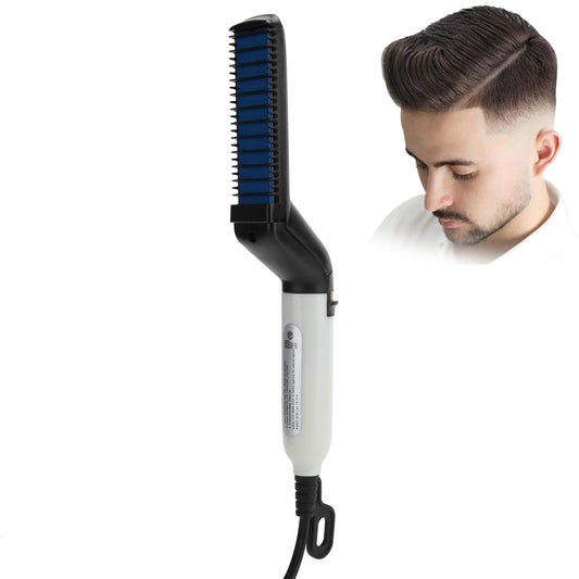 Beard Straightener Comb, Fast Heating Multifunctional Electric Hair Comb Portable Beard Brush Styler Mustache Curler for Men Women Home Travel Use(US) Beauty and Personal Care Agatige