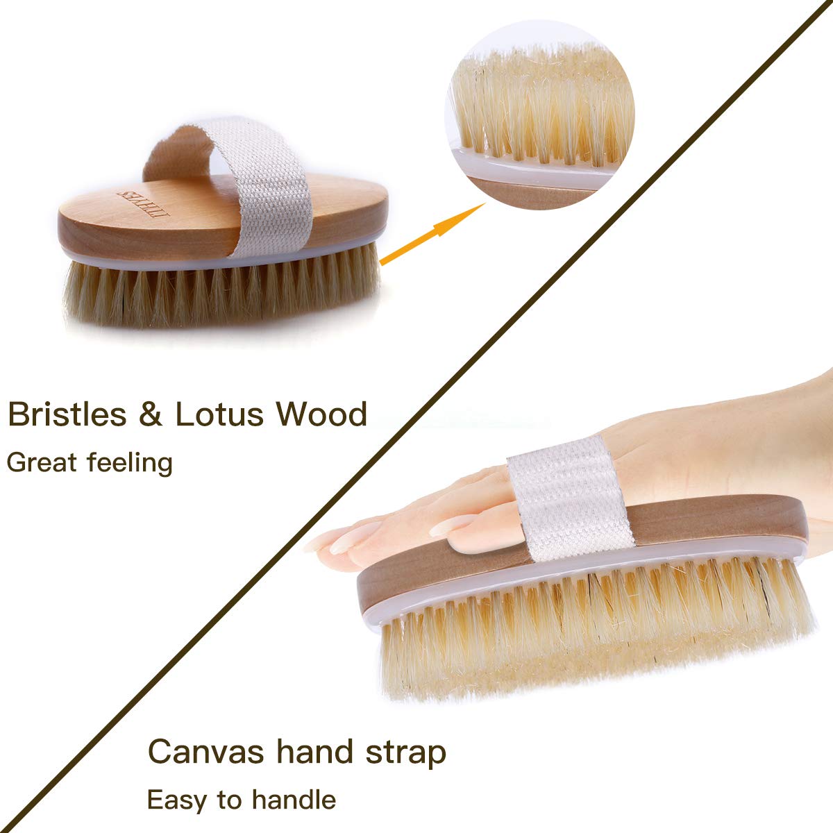 Ithyes Dry Brushing Body Brush Exfoliating Brush Natural Bristle Bath Brush for Remove Dead Skin Toxins Cellulite,Treatment,Improves Lymphatic Beauty & Personal Care Ithyes