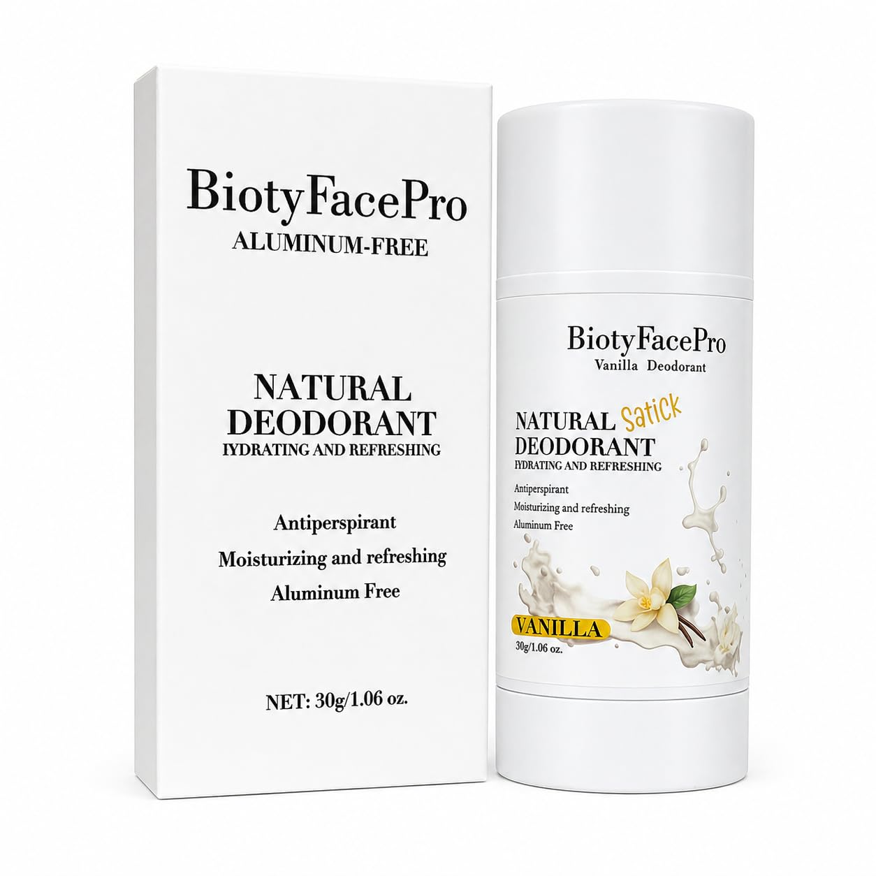 BiotyFacePro Natural Deodorant Stick - Aluminum-Free, Moisturizing & Refreshing, Long-Lasting Odor Protection, (Vanilla) Beauty and Personal Care BIOTYFACEPRO SKINCARE