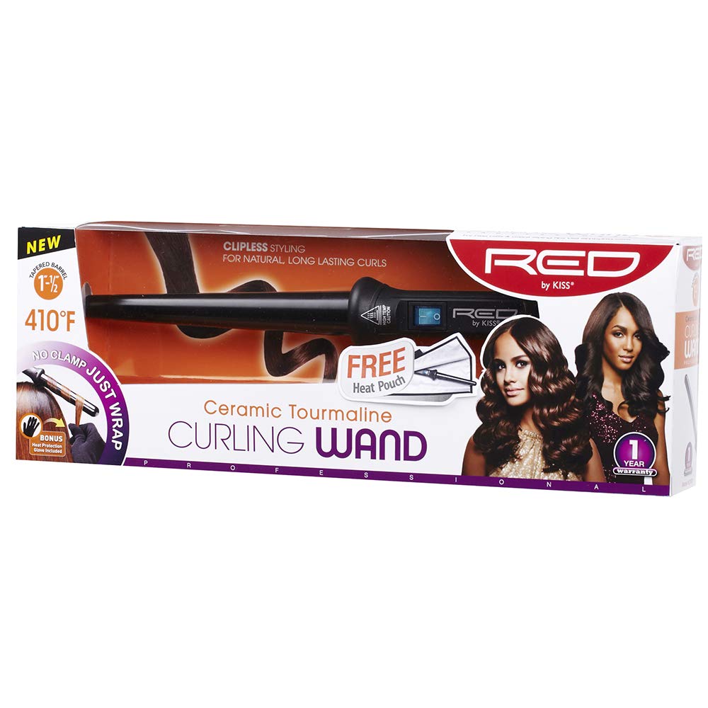 Kiss Products Red Tapered Curling Wand, 1"-1/2", 1.2 Pound