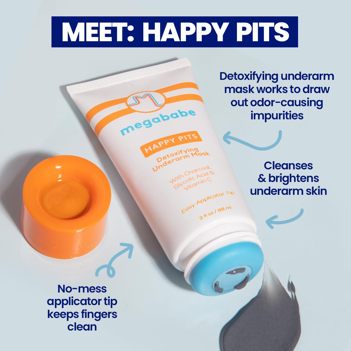Megababe Underarm Mask - Happy Pits | With Detoxifying Charcoal & Vitamin C | 3 fl oz Beauty & Personal Care Megababe
