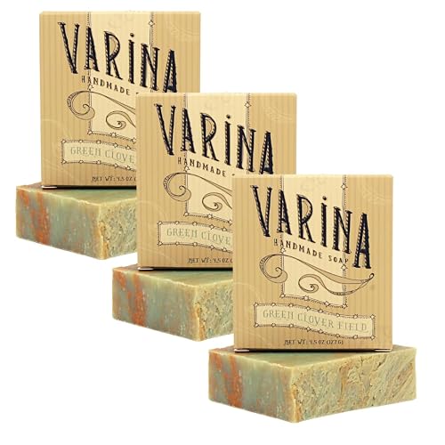Varina Natural Green Clover Field Bar Soap - Gentle Cleansing for Sensitive Skin, Fresh - 3 Pack Beauty & Personal Care Varina