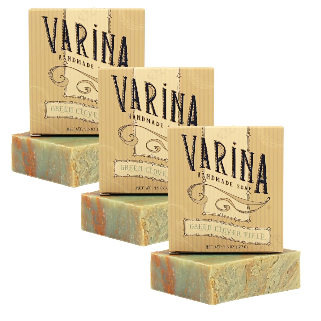Varina Natural Green Clover Field Bar Soap - Gentle Cleansing for Sensitive Skin, Fresh - 3 Pack Beauty & Personal Care Varina