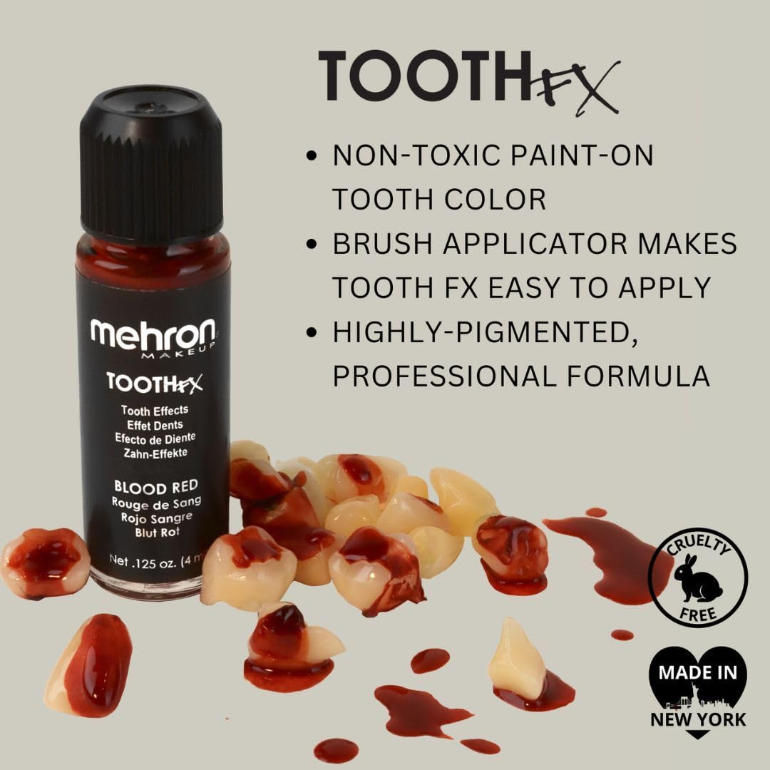 Mehron Makeup Tooth FX Blood Red | Temporary Red Tooth Paint | Perfect for Creating Red Teeth FX, Rotten Teeth Makeup, & Bloody Teeth SFX Beauty & Personal Care Mehron