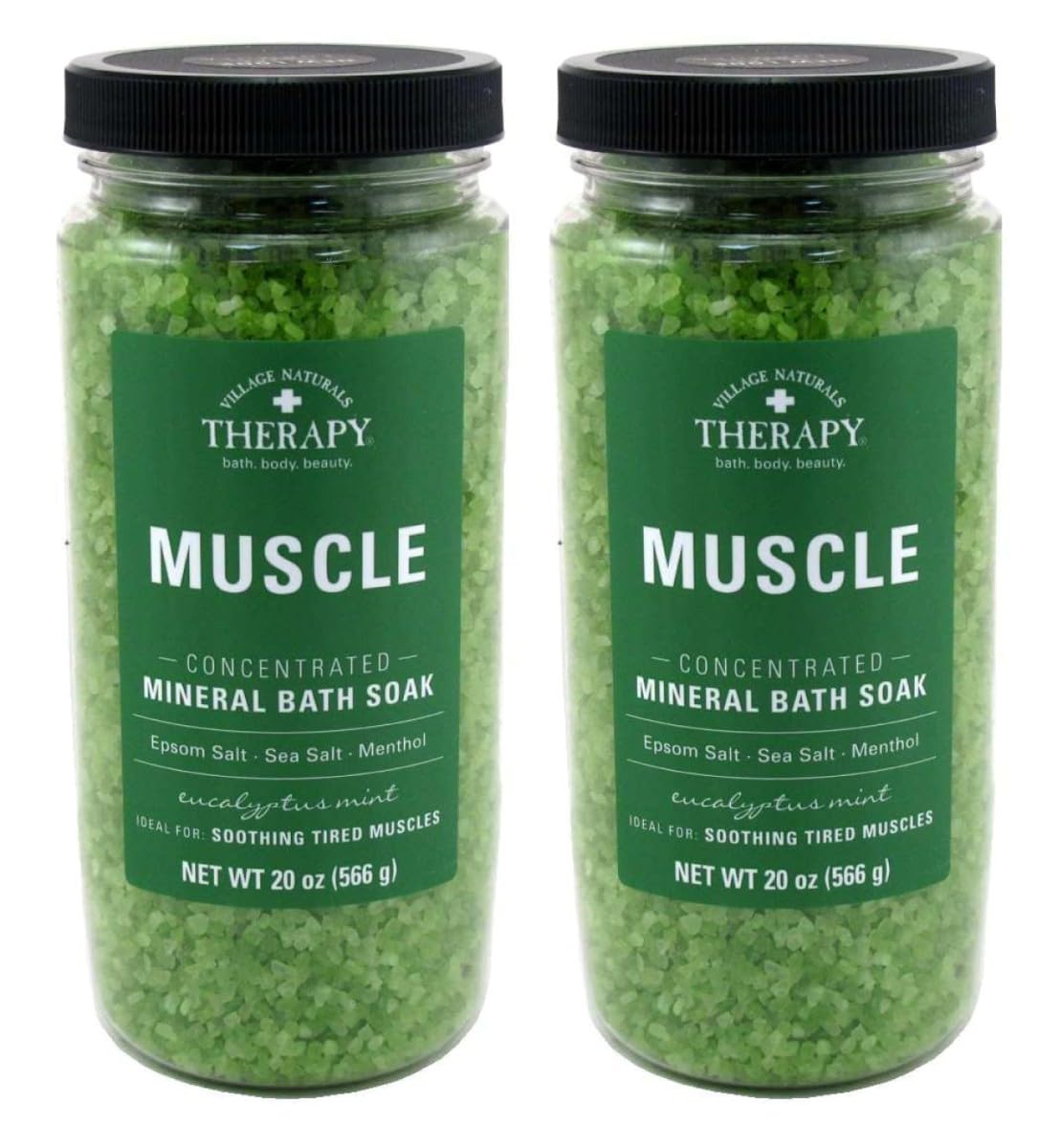 Village Naturals Mineral Bath Soak Muscle Eucalyptus Mint 20 Ounce (Pack of 2) Beauty and Personal Care Village Naturals Therapy