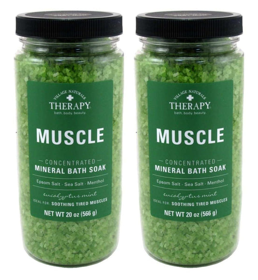 Village Naturals Mineral Bath Soak Muscle Eucalyptus Mint 20 Ounce (Pack of 2) Beauty and Personal Care Village Naturals Therapy