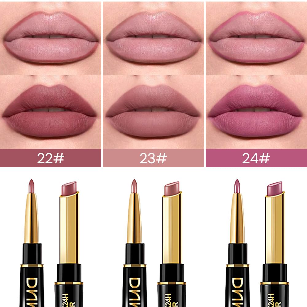 evpct 3Pcs Matte Lip Liner and Lipstick Combo Set Kit for Women, Light Plum Rose Mauve Nude Beige Brown Magic Neutral Lipstick 24 Hours Original Lips Beauty and Personal Care evpct