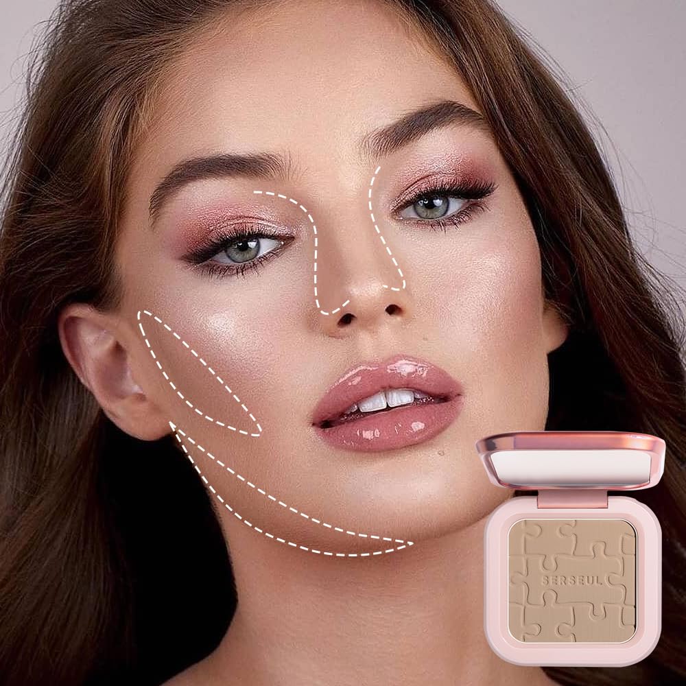 SERSEUL Face Sculpting Contour Palette, Blendable Silky Texture Contour Powder, Multiuse Baked Makeup Palette, Pigmented Cool Toned Bronzer for Light Beauty & Personal Care Serseul