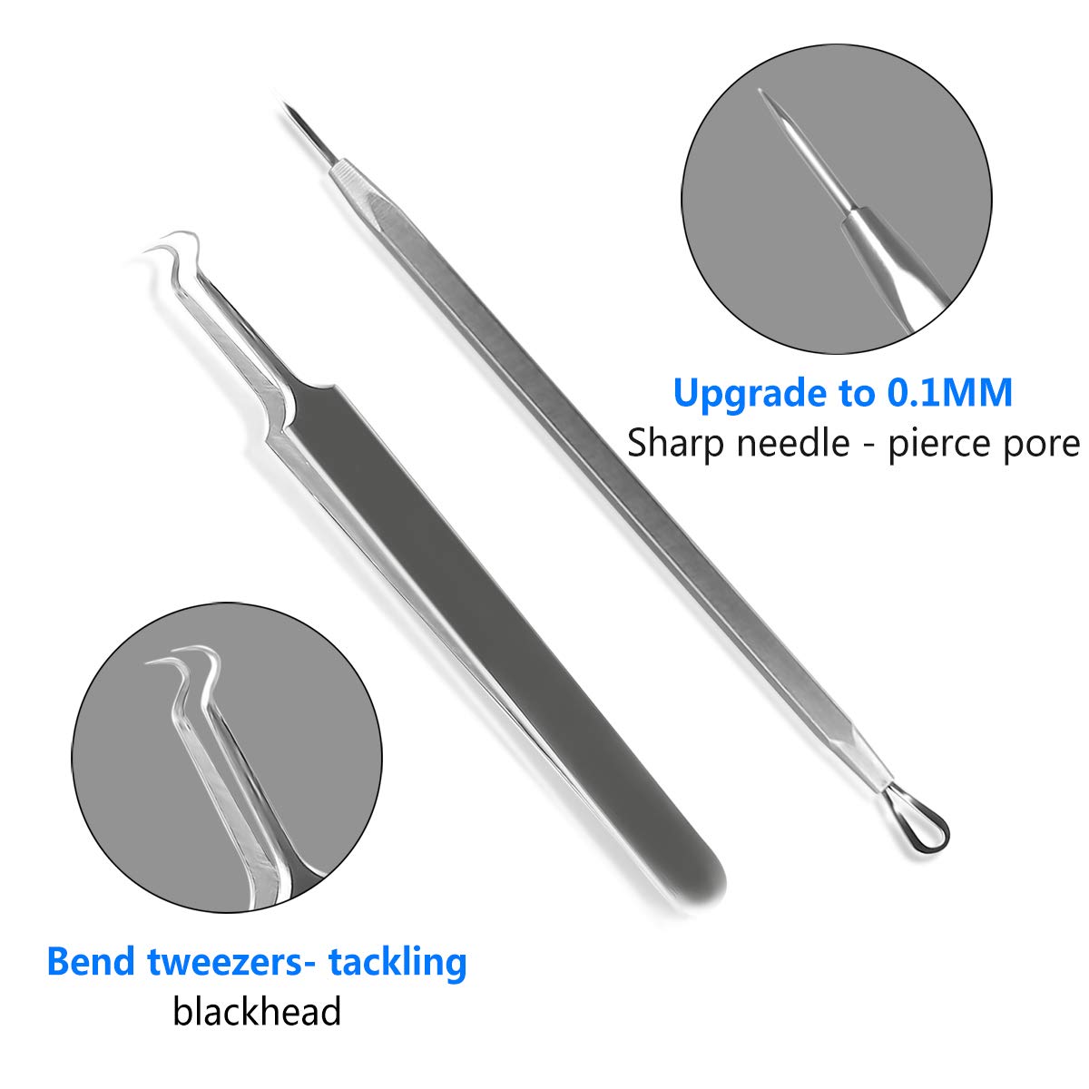 10pcs Pimple Popper Blackhead Remover Tool +Ear Wax Removal +Cuticle Pusher Stainless Steel Comedone Zit Blemish Acne Kit with Brush & Leather Bag Beauty & Personal Care STWIE