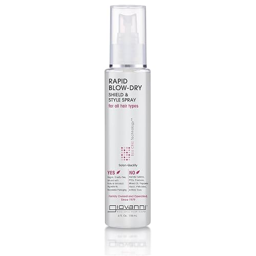 GIOVANNI Rapid Blow Dry Shield & Style Spray - Heat Protection Spray for All Hair Types, Dryer Heat Protectant for Women & Men, Quick Blowout Styling Beauty & Personal Care GIOVANNI