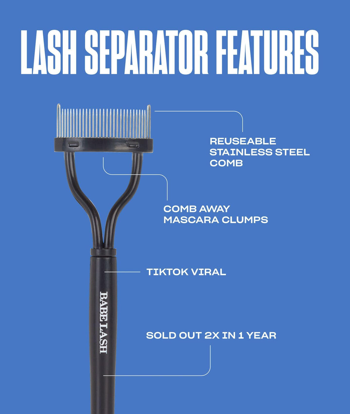 Babe Original Pro Eyelash Separator, Removes Clumps on Mascara, Reusable Stainless Steel Lash Comb for Cleaning Lashes Beauty & Personal Care BABE ORIGINAL
