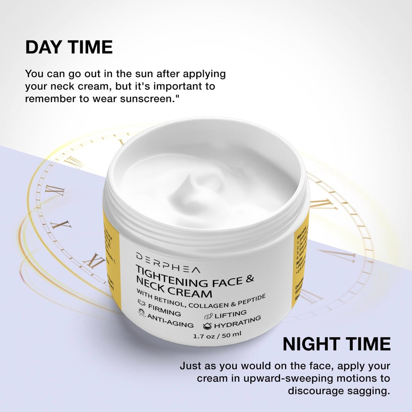 DERPHEA Neck Tightening Cream, Neck Firming Cream For Tightening and Firming, Fine lines, Loose & Sagging On Face, Decollete & Other Skin Areas - 1.7 Beauty & Personal Care DERPHEA