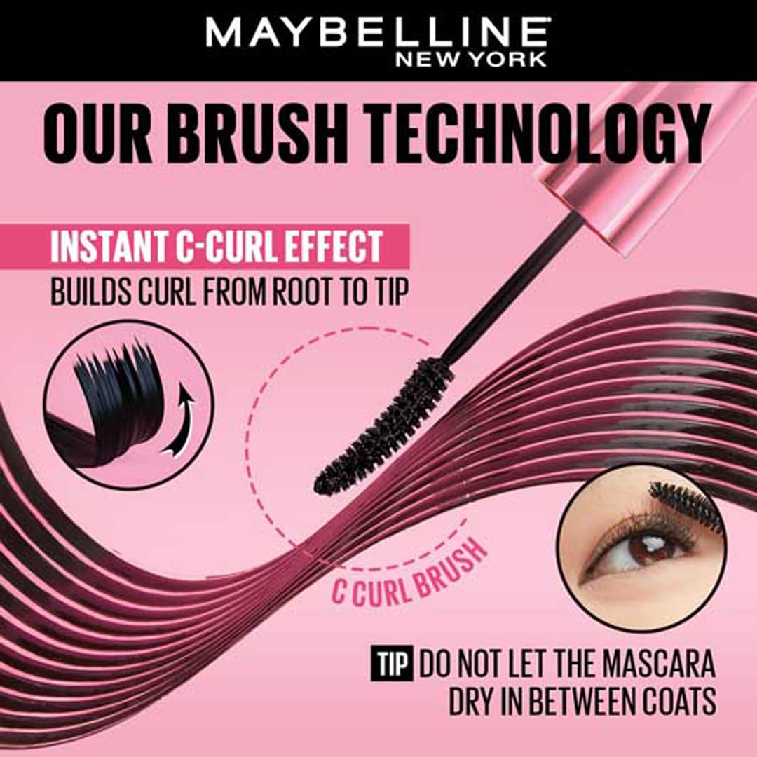Maybelline Volum Express Hypercurl Plain Black Wash off easily Mascara