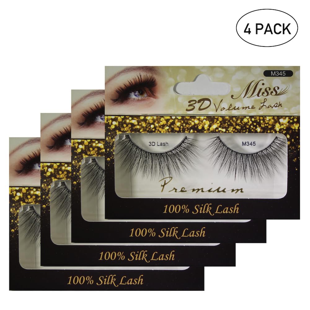 "4 Pairs" of Miss 3D Volume Tapered False Eyelash Extension M345 Beauty & Personal Care Miss Lash