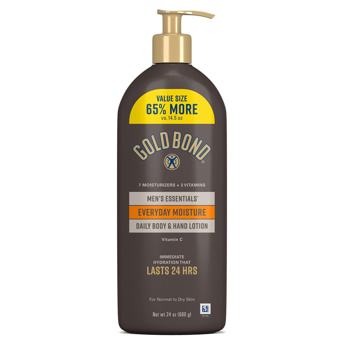 GOLD BOND Men's Essentials Everyday Moisture Daily Body & Hand Lotion with Vitamin C, Formulated for Men's Dry Skin, Value Size, 24 oz. Beauty & Personal Care Gold Bond