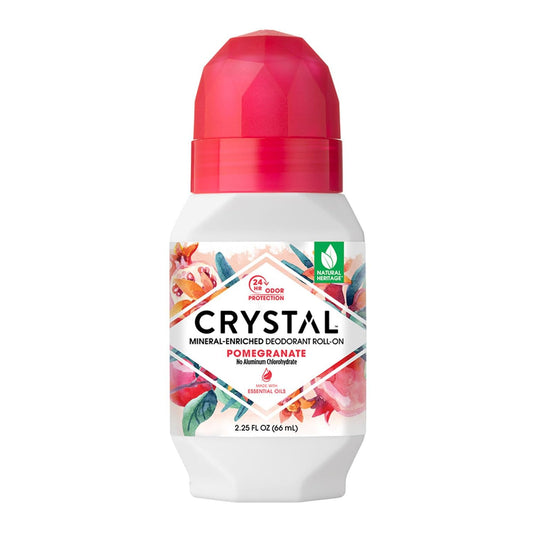Crystal Mineral Deodorant Roll-On Body Deodorant With 24-Hour Odor Protection, Pomegranate, Non-Sticky Roll-On, No Aluminum Chlorohydrate, 2.25 FL OZ Beauty and Personal Care Crystal Essence