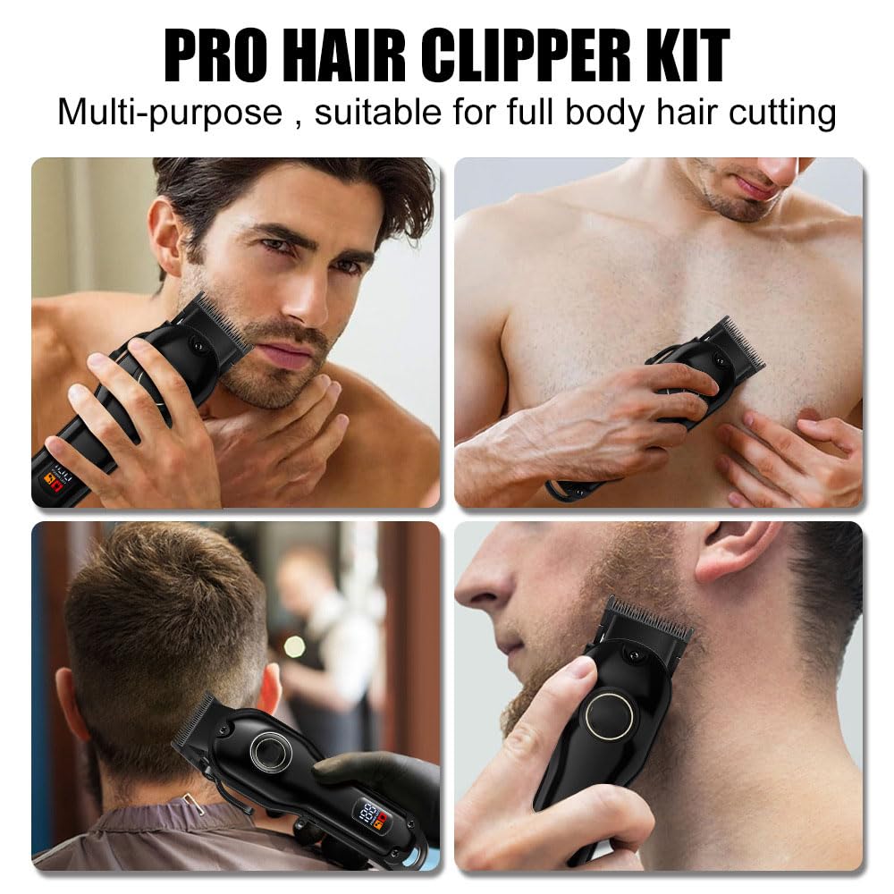 Professional Hair Clippers for Men Household, Cordless Barber for Cutting & Grooming. Rechargeable Trimmer Kit with LED Digital Display, 4 Limit Combs Beauty and Personal Care QDKVTNDJZ