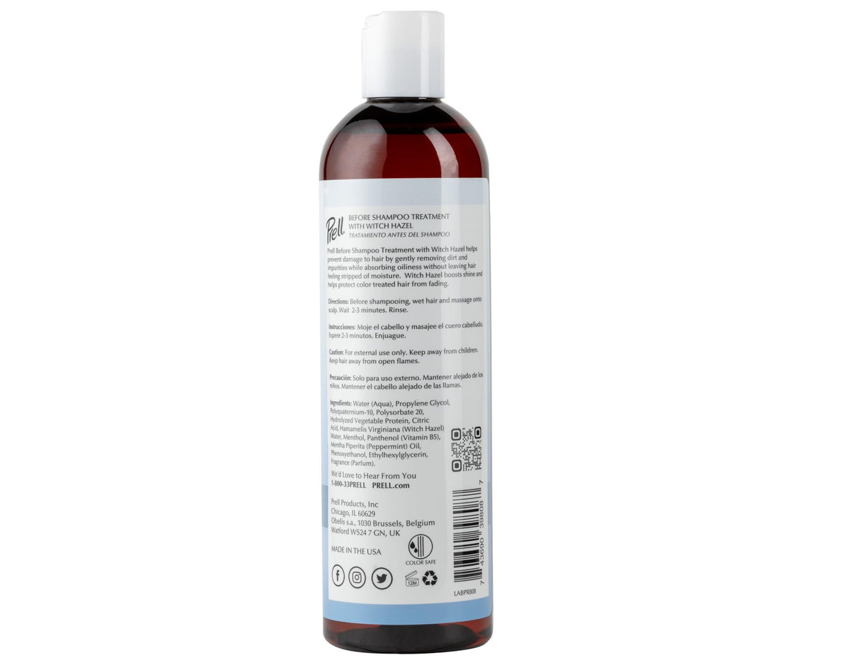 Prell Before Shampoo Treatment for Dry, Damaged Hair, Color Safe, Damage Shield with Witch Hazel 12 fl.oz.