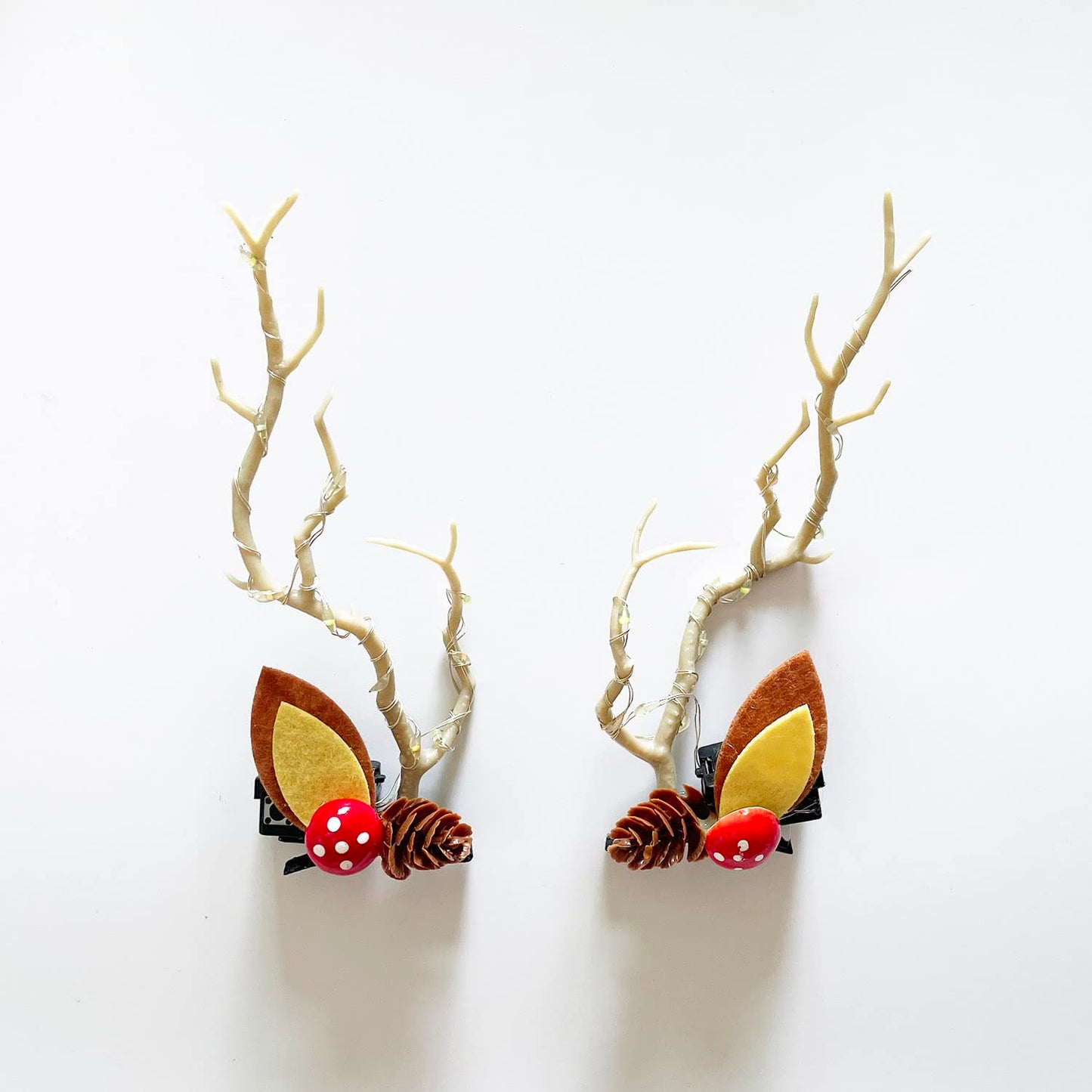 Woent LED Christmas Glowing Hairpin Light up Elk Antlers Feathers Headdress Simulation Tree Branch Hair Clips (Colorful Light 1) Beauty & Personal Care Woent