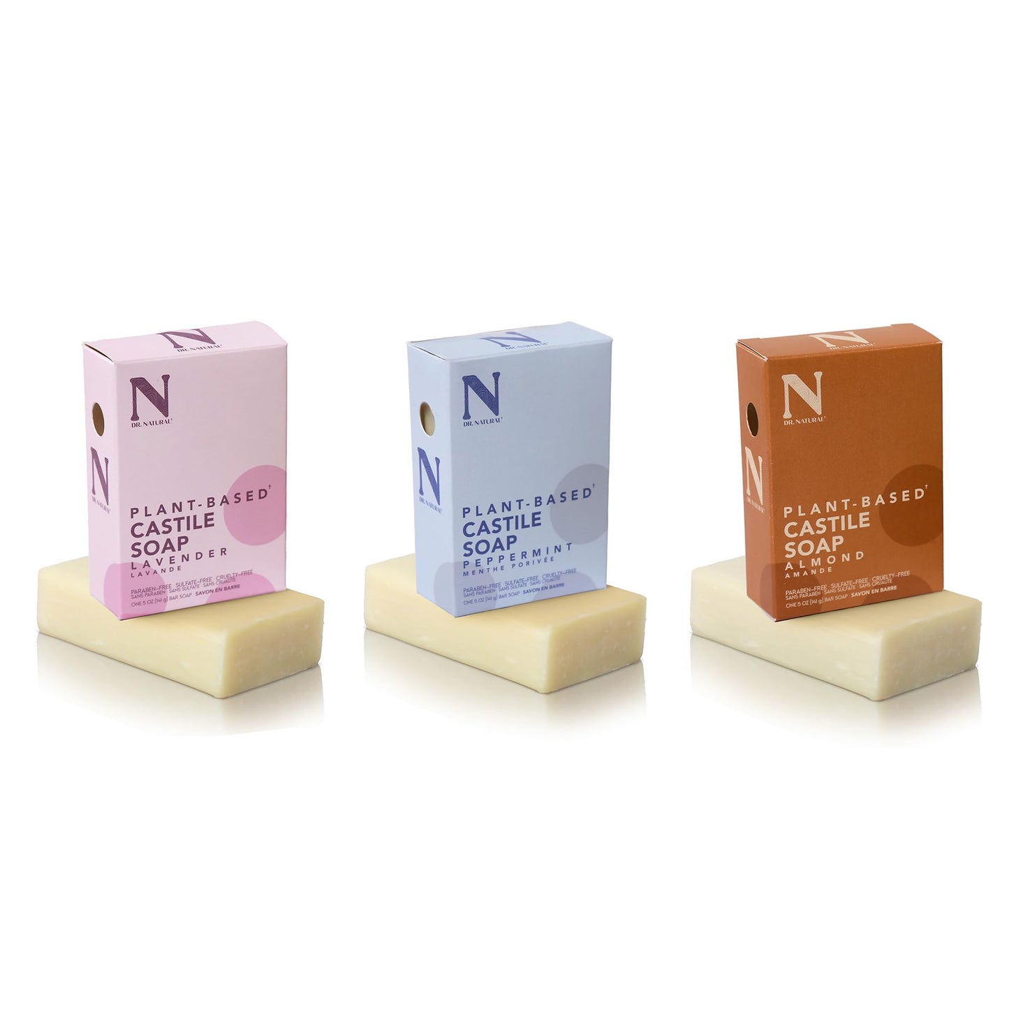 Dr. Natural Castile Bar Soap Set - Multipurpose Soap Bar with Anti-Acne Properties - For Face, Body, Hair - Sensitive Skin Body Wash with Peppermint Beauty & Personal Care Dr. Natural