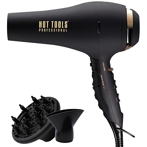 Hot Tools Pro Artist Black Gold 2100 Turbo Ceramic + Ionic Hair Dryer | Fast Dry, Lightweight Beauty & Personal Care HOT TOOLS