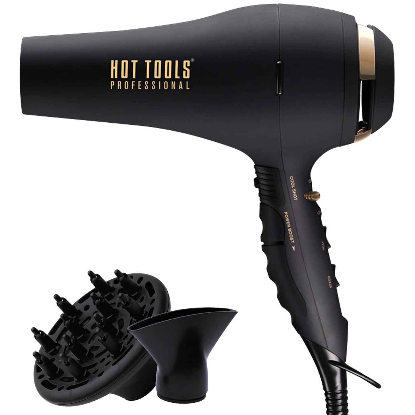 Hot Tools Pro Artist Black Gold 2100 Turbo Ceramic + Ionic Hair Dryer | Fast Dry, Lightweight Beauty & Personal Care HOT TOOLS