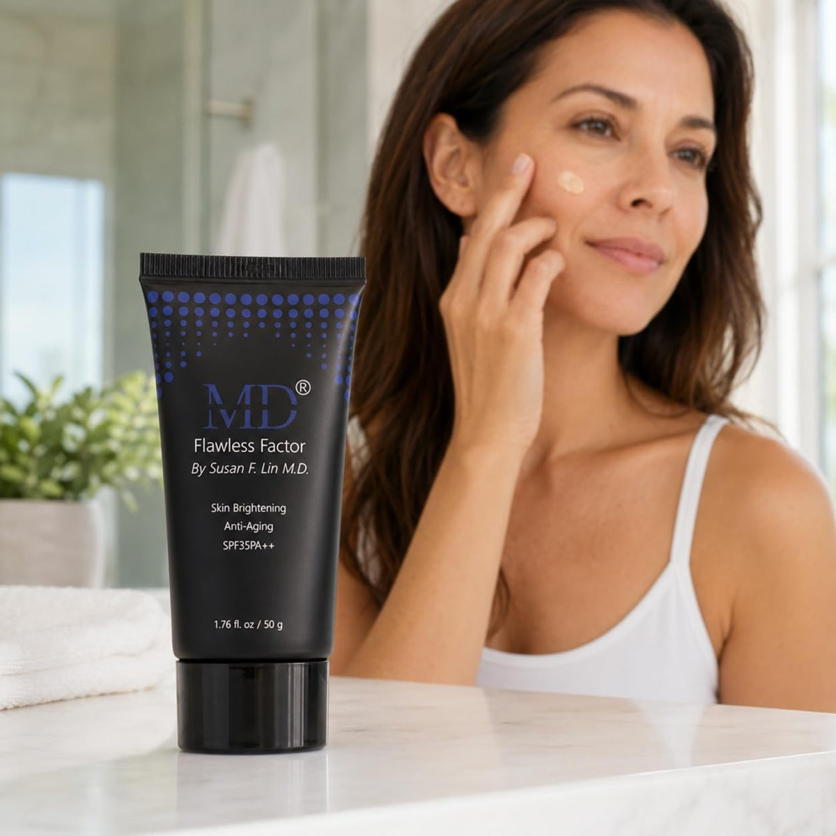 MD Flawless Factor BB Cream Sunscreen for Camera-Ready Skin, Brightening Tinted Moisturizer with SPF 35, Waterproof Beauty Balm, 1.76 fl oz