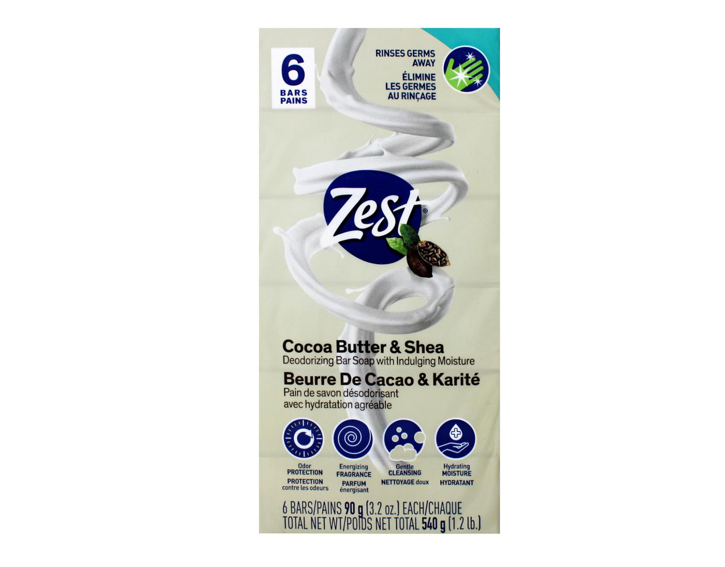 Zest Creamy Cocoa Butter & Shea Soap, 6 Bars, 3.2 Oz. Each, 3.2 Fl Oz Beauty & Personal Care Zest