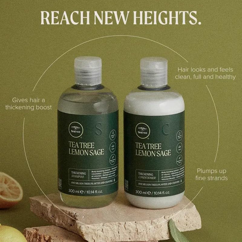 Tea Tree Lemon Sage Thickening Shampoo, Builds Body + Boosts Volume, For Fine Hair, 2.5 fl. oz. Beauty & Personal Care Tea Tree