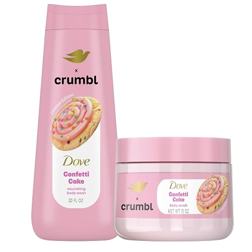 Dove Moisturizing Confetti Cake Body Wash & Scrub Combo, 20oz Wash + 15oz Scrub, Limited Edition, Paraben & Sulfate Free, For Body, Improves Skin Beauty & Personal Care Dove