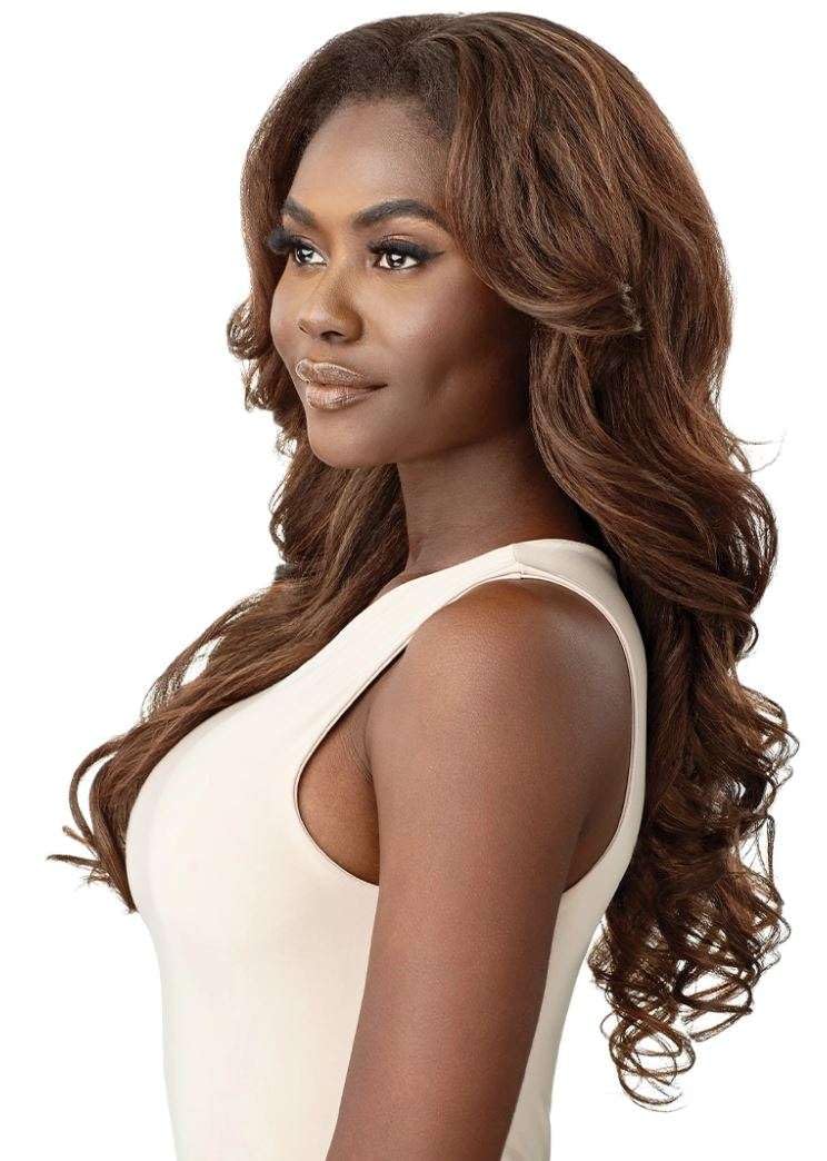 Outre Synthetic Quick Weave Half Wig - NEESHA H304 (Color:DR2/CHOCOLATE SWIRL)
