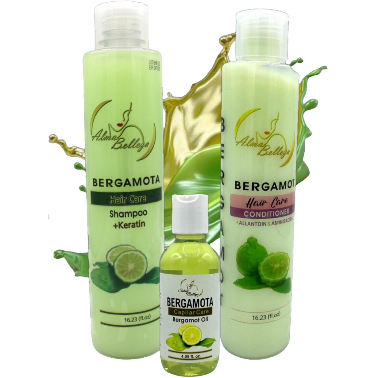 Bergamota Shampoo (16.23 fl. oz) + Conditioner (16.23) + Beauty oil (4 fl. oz) ALMA BELLEZA's Bergamota hair care set Beauty & Personal Care Alma Belleza