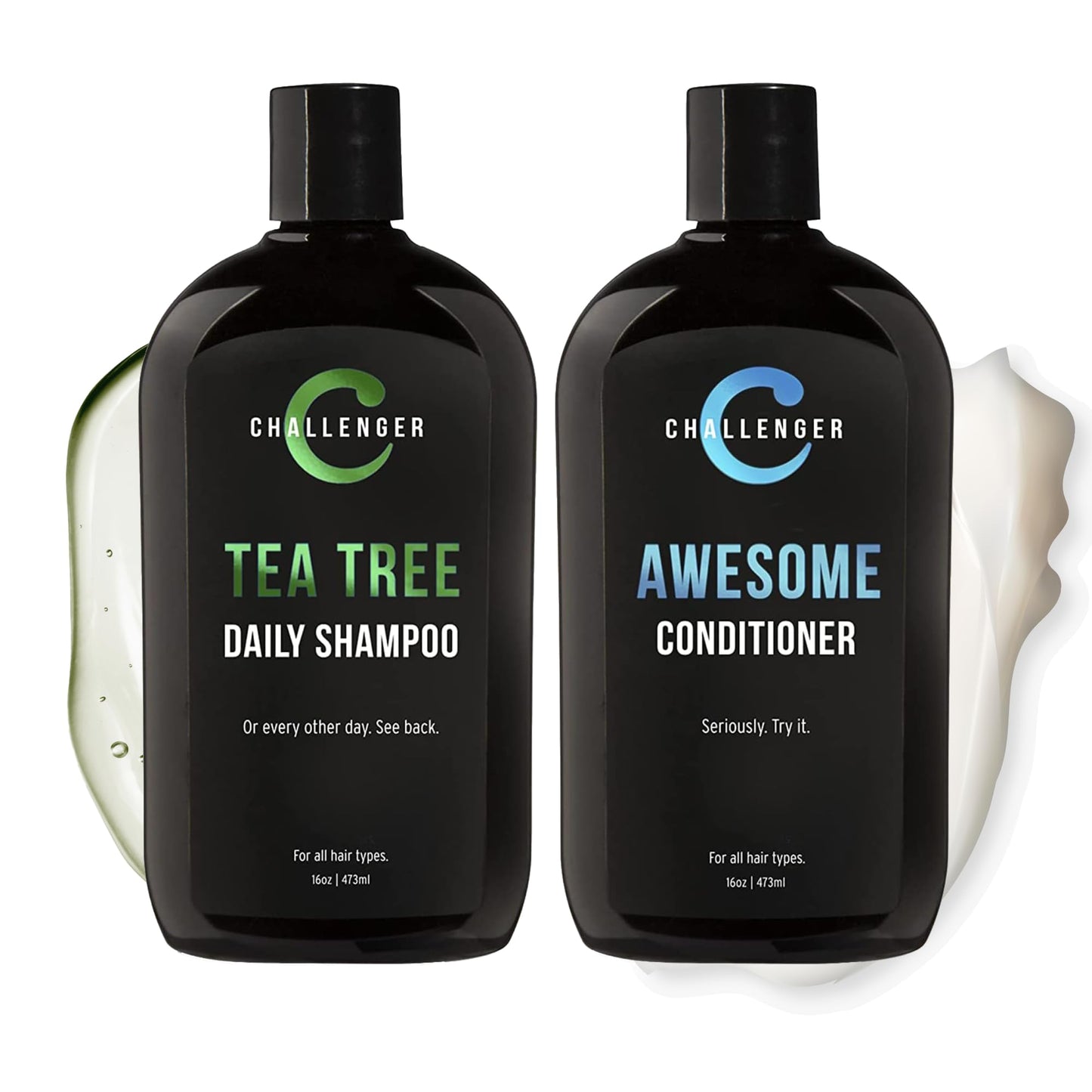 Challenger Tea Tree Shampoo & Peppermint Conditioner Combo | Men's Shower Product | For Itchy & Dry Scalp | Removes Dirt & Oils | Argan Oil, Biotin | Beauty & Personal Care Challenger