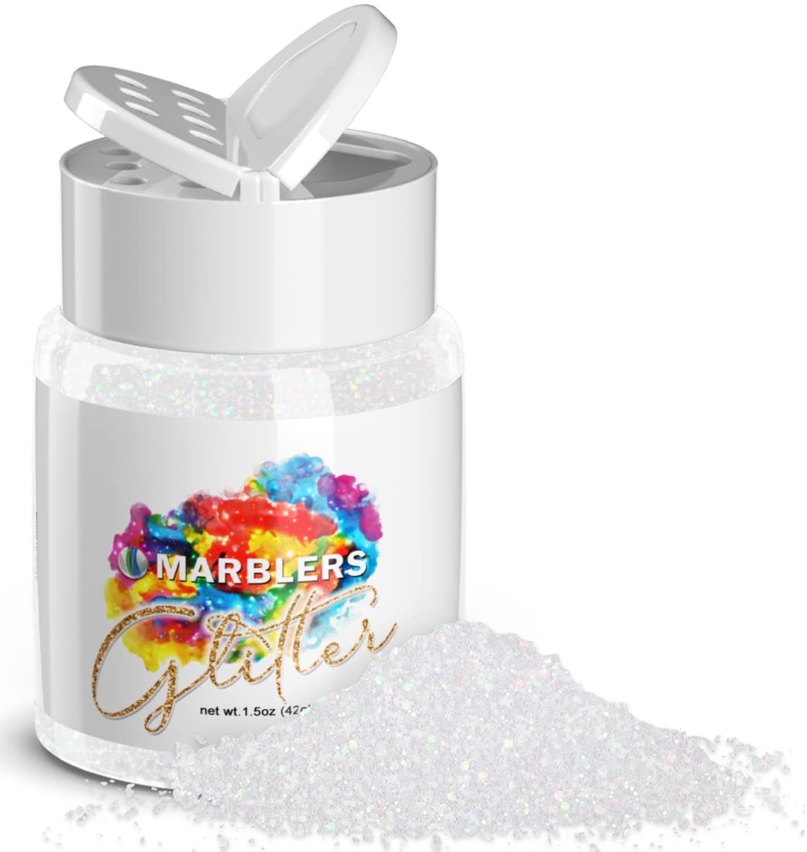 MARBLERS Holographic Glitter [Rainbow White] 1.5oz (42g) | Fine | Non-Toxic, Vegan, Cruelty-Free | Face, Body, Eyeshadow, Hair, Festival, Party Makeup Beauty & Personal Care MARBLERS