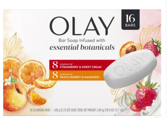 Olay Botanical Bliss Bar Soap - 16 Pack (3.75 oz each) | Infused with Strawberry & Sweet Cream, Peach Sorbet & Mandarin Beauty & Personal Care Olay