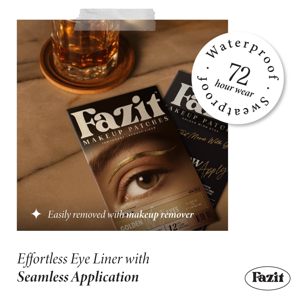 Fazit Makeup Patches - Golden Wing Eyes - Glow Up Make-Up Patches - Cute Glitter Makeup Accessories For Women - Cosmetic Glitter For Face Beauty & Personal Care Fazit