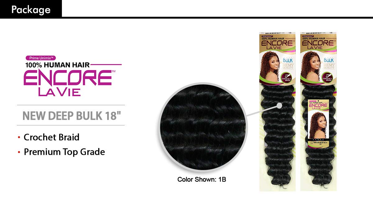 MULTI PACK DEALS! Janet Collection Human Hair Blend Braids Encore La Vie New Deep Bulk 18" (1-PACK, 1B)