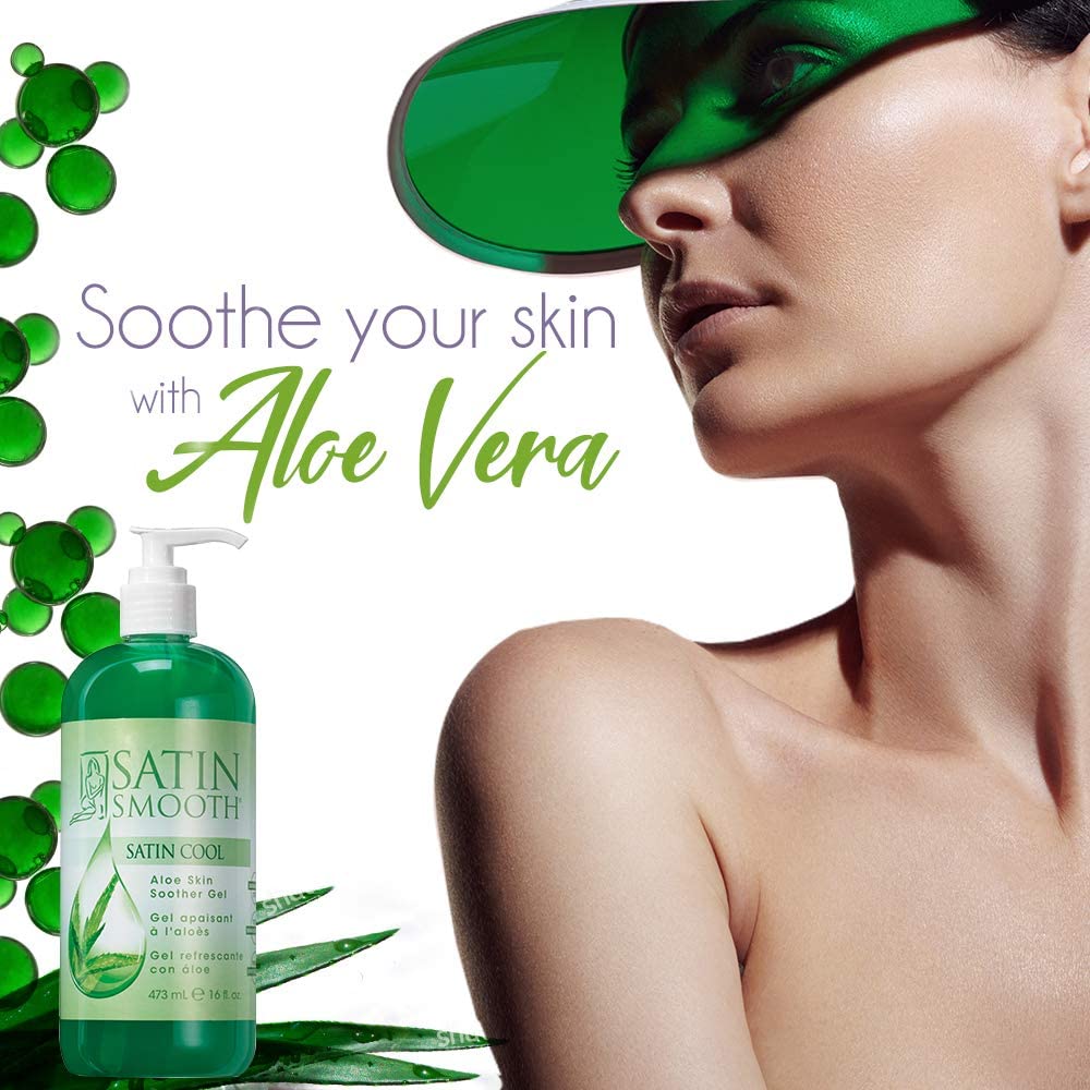 SATIN SMOOTH Satin Cool Aloe Skin Soother Gel for Unisex - 16 oz Gel Beauty & Personal Care SATIN SMOOTH