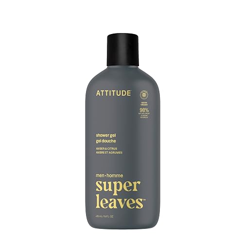 ATTITUDE Shower Gel Body Wash for Men, 98% Natural Origin Ingredients, Paraben & Phthalate Free, EWG Verified, Cleanses Without Drying, Amber Beauty & Personal Care ATTITUDE