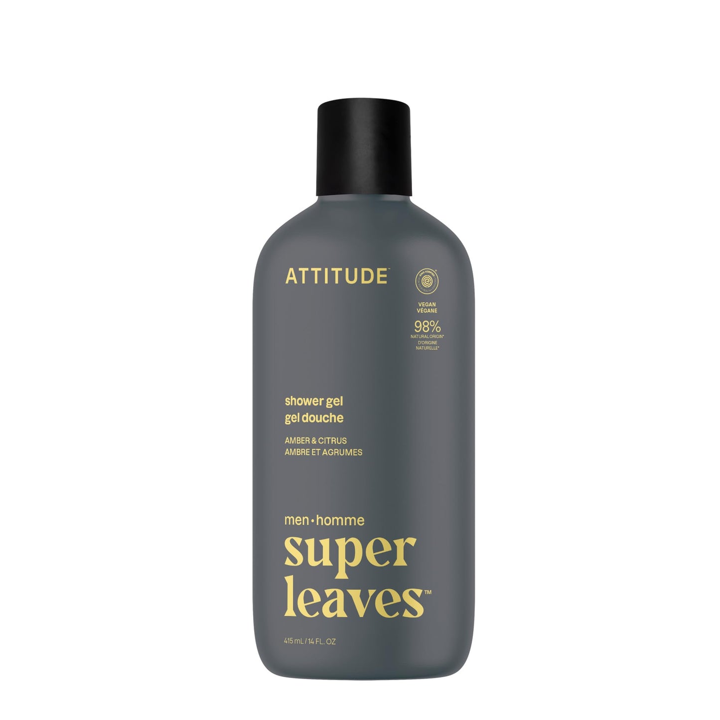 ATTITUDE Shower Gel Body Wash for Men, 98% Natural Origin Ingredients, Paraben & Phthalate Free, EWG Verified, Cleanses Without Drying, Amber Beauty & Personal Care ATTITUDE